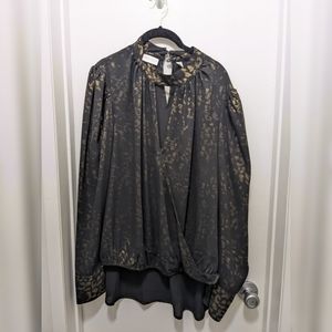 Sexy loose wrap animal print goth top